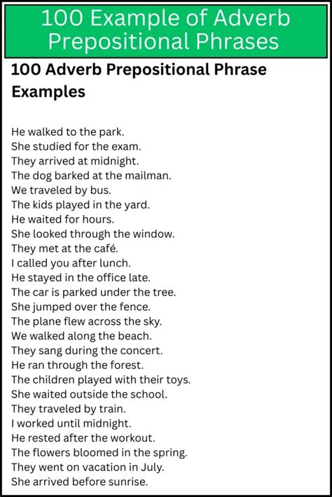 adverb prepositional phrases  clear guide