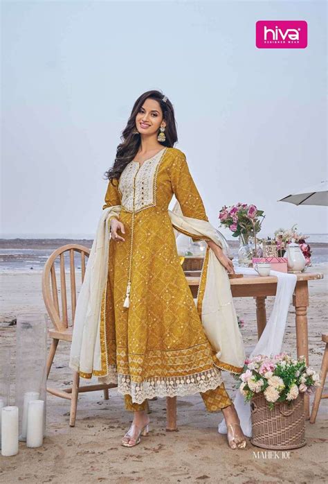 Hiva Mahek Pure Cotton Exclusive Anarkali Style Dress Combo Designs