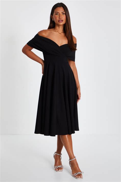 Dresses | Bardot Skater Midi Dress | Quiz