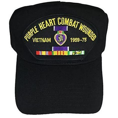 Purple Heart Combat Wounded Vietnam W Medal And Campaign Ribbons Hat