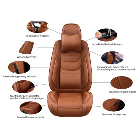 Black Tiehesyt Car Seat Covers Full Set Breathable Leather