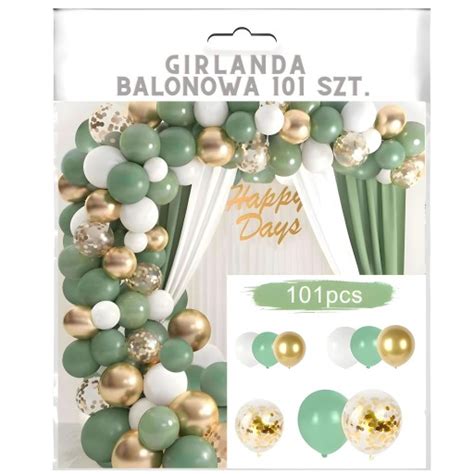 Girlanda balonowa balony urodzinowe zestaw balonów zielone chrzest ślub