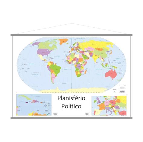 Mapa Mundi Planisferio Politico Escolar Gigante Atualizado Materiais