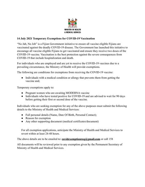 Fijian Government On Twitter TEMPORARY EXEMPTIONS FOR COVID 19