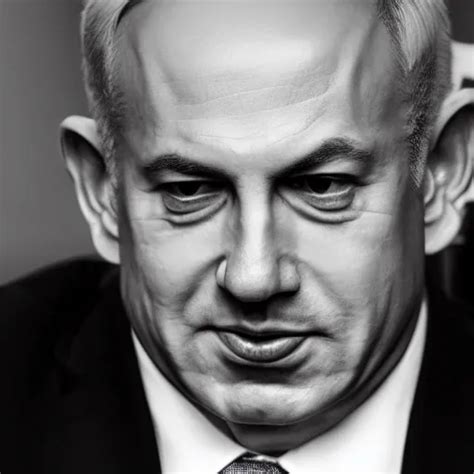 KREA A Portrait Of Benjamin Netanyahu Grinning Ominous Atmosphere