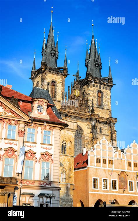 Prague Czech Republic One Of Stare Mesto Symbols Church Of Our Lady