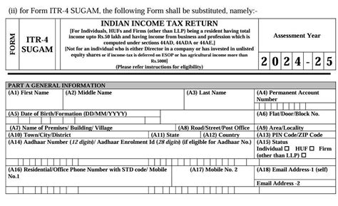 Income Tax Return Form Itr 1 And Itr 4 Notified For Ay 2024 25