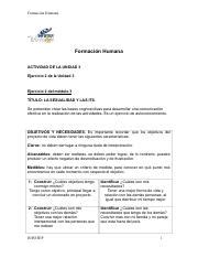 Formacion Humana Actividad De La Unidad Compress Pdf Formaci N