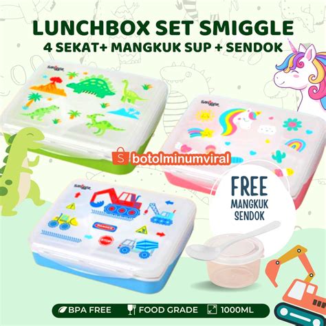 Jual Smiggle Lunch Box Sekat Ml Kotak Makan Anak Ada Tempat Sup