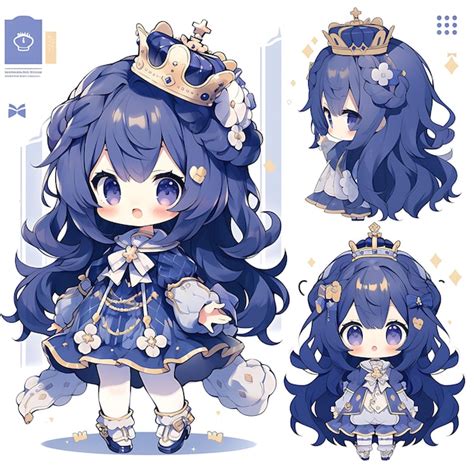 Premium Photo Character Anime Of Female Chibi Kawaii Mecha Princess Fashion Royal Purple Crow