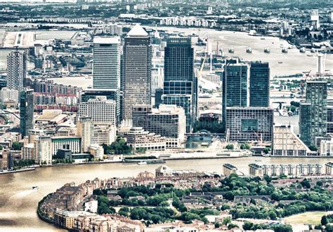 Aerial View of Canary Wharf and City Skyline from a High Vantage Point Stock Photo - Image of ...