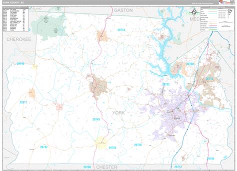 York County Sc Wall Map Color Cast Style By Marketmaps Images And ...