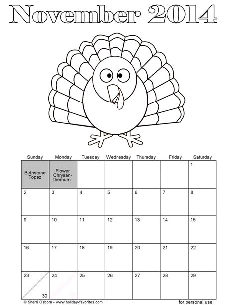 Printable Coloring Calendar