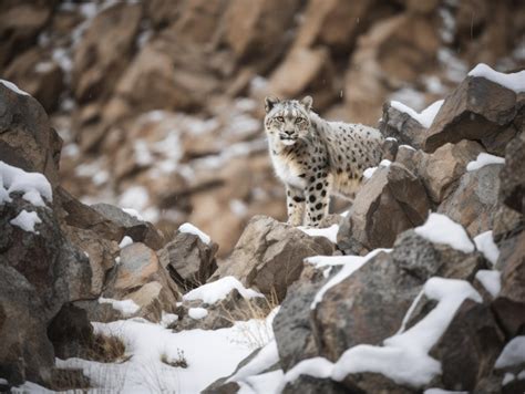 Premium Photo | Snow leopard camouflaged in serene ladakh landscape