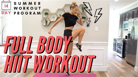 Day 1 20 Min Full Body Hiit W No Equipment 14 Day Summer Shred And Tone At Home Workout