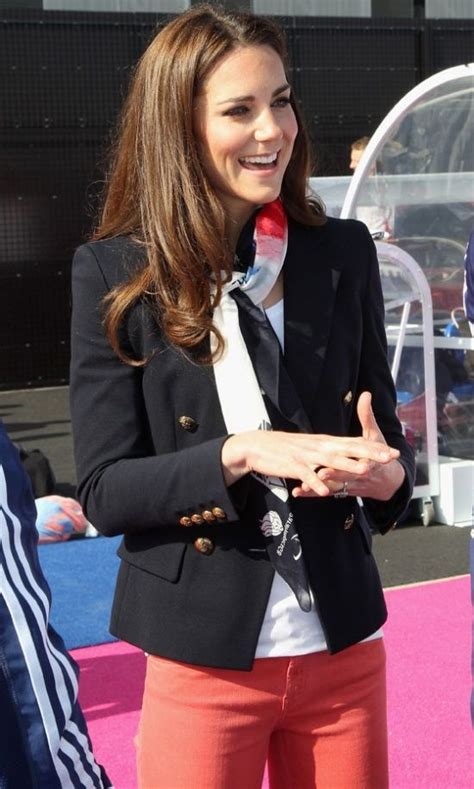 Kate Middleton Accessorieses With A Blazer And Scarf Great Styling