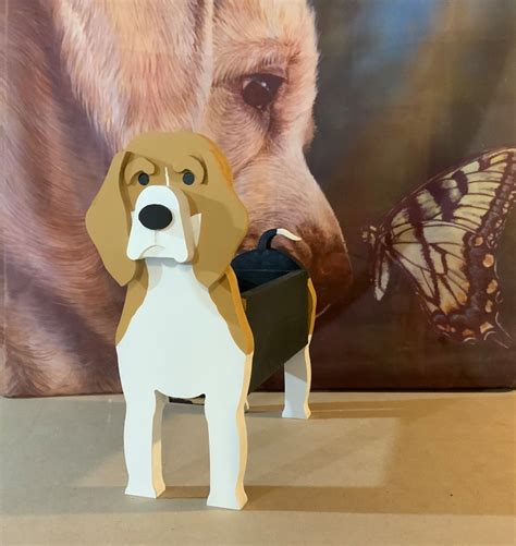 Beagle Dog Planter Wooden Dog Planter Not Imported Hand Made In