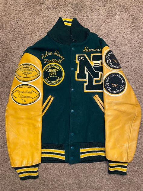 Vintage 1970s Notre Dame Varsity Letterman Jacket Woolleather Etsy