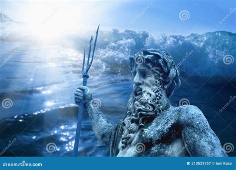 The Mighty God Of Sea And Oceans Neptune Poseidon, Triton With Trident ...