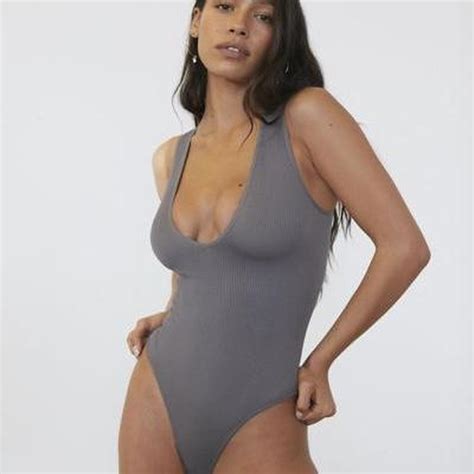 Grey Urban Outfitters Bodysuit Great Condition Depop