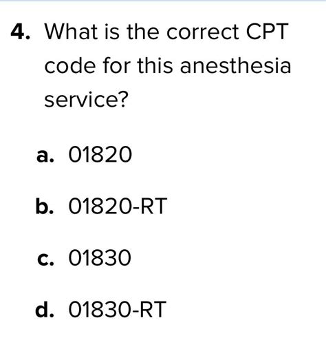 Solved What Is The Correct Cpt Code For This Anesthesia