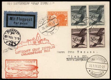 Austria Germany 1931 Graf Zeppelin Si101 Hungary Flight Cover 99801