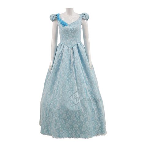 Cosdaddy Once Upon a Time Cinderella Cosplay Blue Flower Long Dress Costume