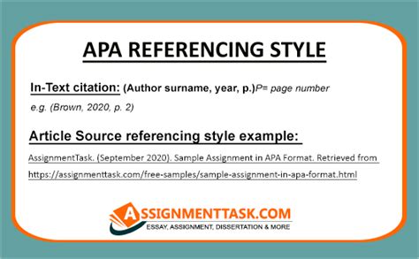 Sample Assignment In Apa Format And Style Guide