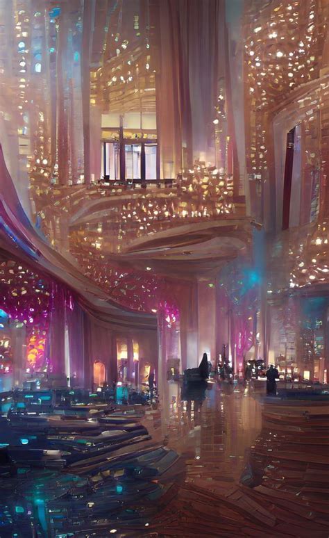 An Artistic Rendering Of A Futuristic Building With Lots Of Lights