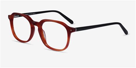 Atlantic Geometric Orange Full Rim Eyeglasses Eyebuydirect