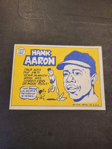 1970 Topps All Star 462 Hank Aaron Atlanta Braves MLB HOF Star Card EBay