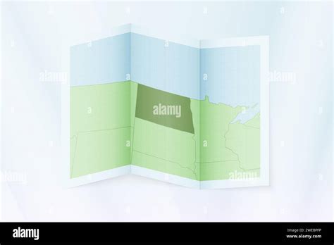 North Dakota Map Folded Paper With North Dakota Map Vector Illustration Stock Vector Image