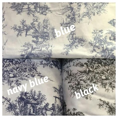 Toile Duvet Cover. French Country Toile Bedding. Floral Print Navy Blue ...