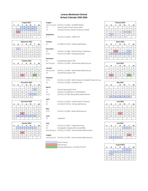 School Calendar 2023-2024 – Sheet1 (2) | Juneau Montessori School