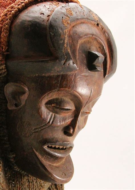 African Wooden Male Chokwe Chihongo Mask Tshokwe Tribe Angola Africa