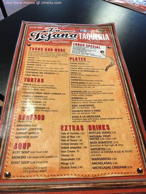 Online Menu Of La Tejana Taqueria Restaurant Bridgeton Missouri