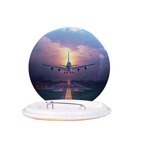 Super Airbus A380 Landing During Sunset Designed Pins – Aviation Shop