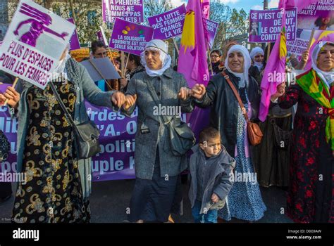 Paris France Different Feminist Groups Held A March Against Violence