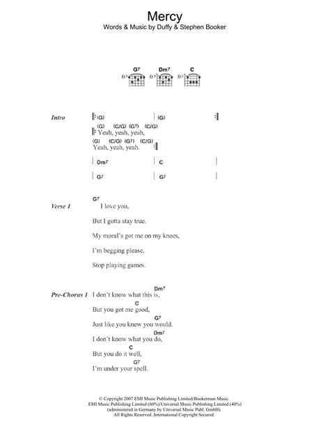 Mercy by Duffy - Guitar Chords/Lyrics - Guitar Instructor