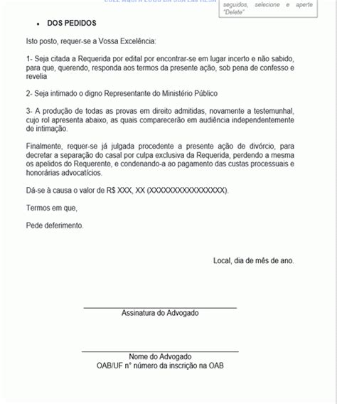 Local Incerto E Não Sabido - Modelo de Petição Inicial - Ação de Divorcio Local Incerto e não Sabido