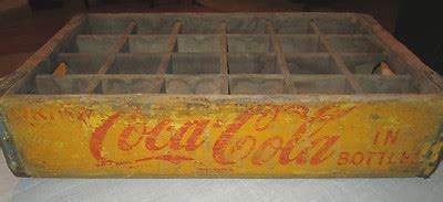 Vintage Yellow Coca Cola Wooden Soda Crate Slot X X Deep