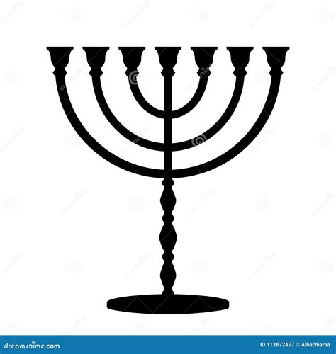 Menorah Símbolo Judaico Silhueta Preta Ilustração do Vetor Ilustração