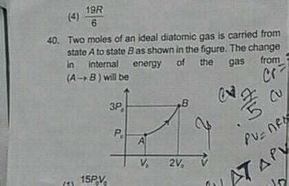 Two Moles Of An Ideal Diatomic Gas Is Carried From State A To State