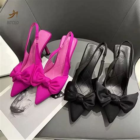 Women Shoes 2023 Summer New Butterfly Knot Women Slingbacks Heels Shoes