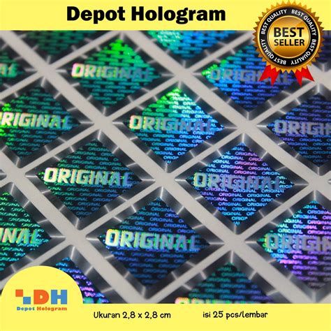 Jual Pkt Sticker Hologram 3D Original Kotak Silver Uk 2 8 X 2 8 Cm