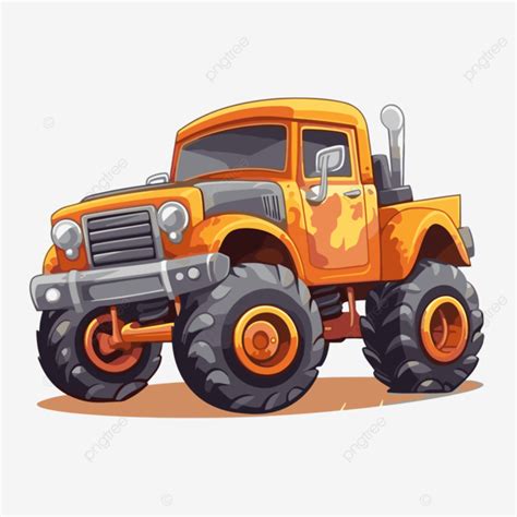 Vehículo Vector PNG Pegatina Clipart Cartoon Monster Truck En Naranja