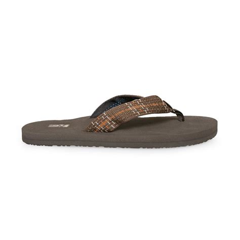 Teva Mush II Tartan Brown Flip Flops - Men's - MyCozyBoots