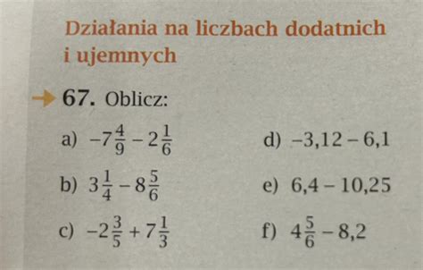 Działania na liczbach dodatnich i ujemnych 67 Oblicz Brainly pl