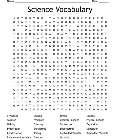 Science Vocabulary Word Search Wordmint