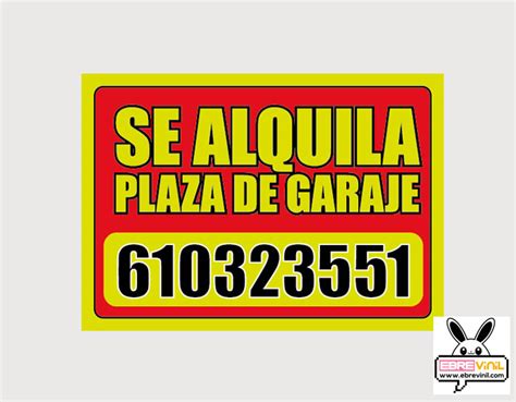 Cartel De Se Alquila Plaza De Garaje En Vinilo Adhesivo